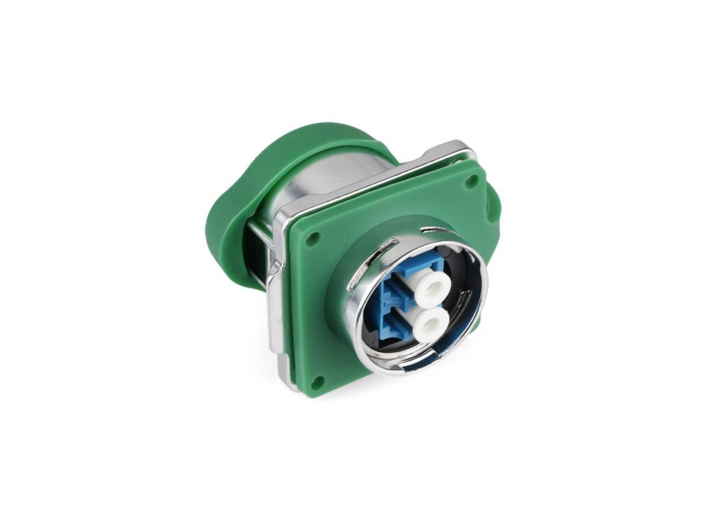 Good Connections® Industrie-Steckverbinder S1 - LWL Durchführungskupplung mit Flansch, Buchse LC beidseitig, Metall