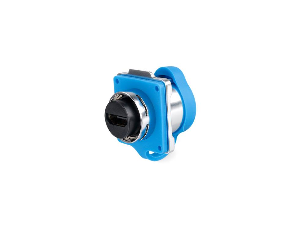 Good Connections® Industrie-Steckverbinder S1 - HDMI Durchführungskupplung mit Flansch, Buchse A beidseitig, Metall, M24