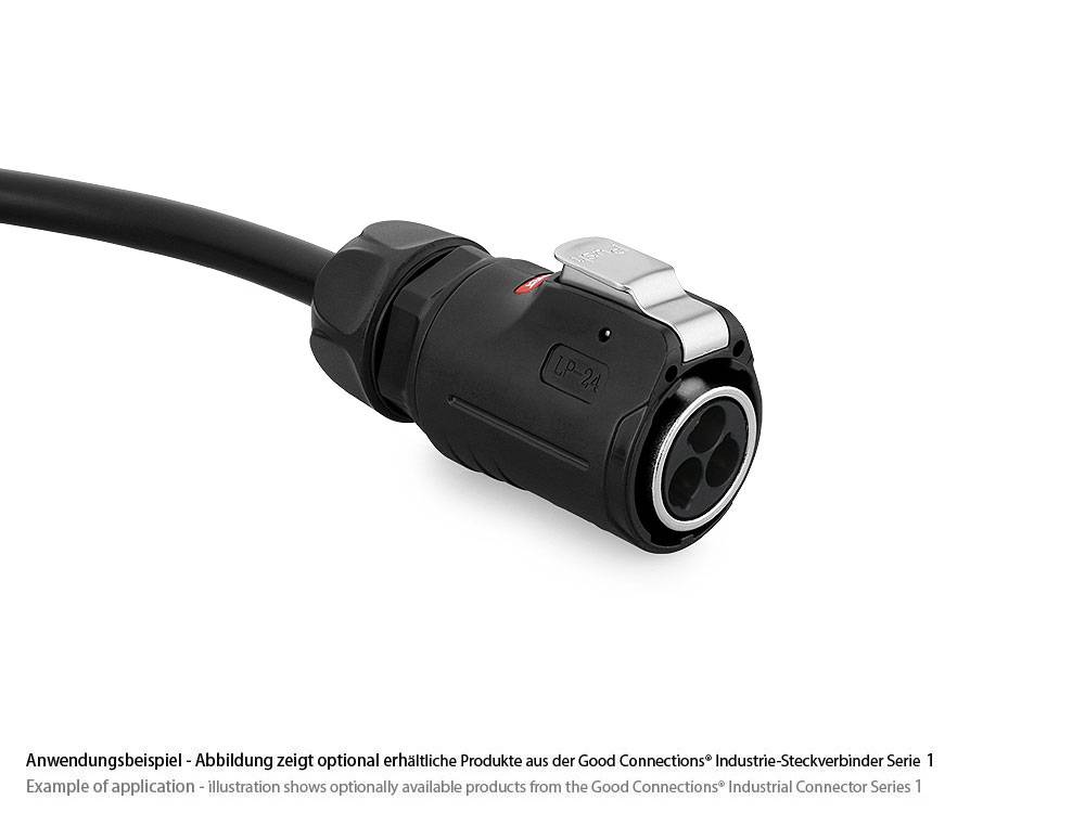 Good Connections® Industrie-Steckverbinder S1 - Power (3-Pin) Stecker mit Klick-Arretierung an Lötanschluss, M24