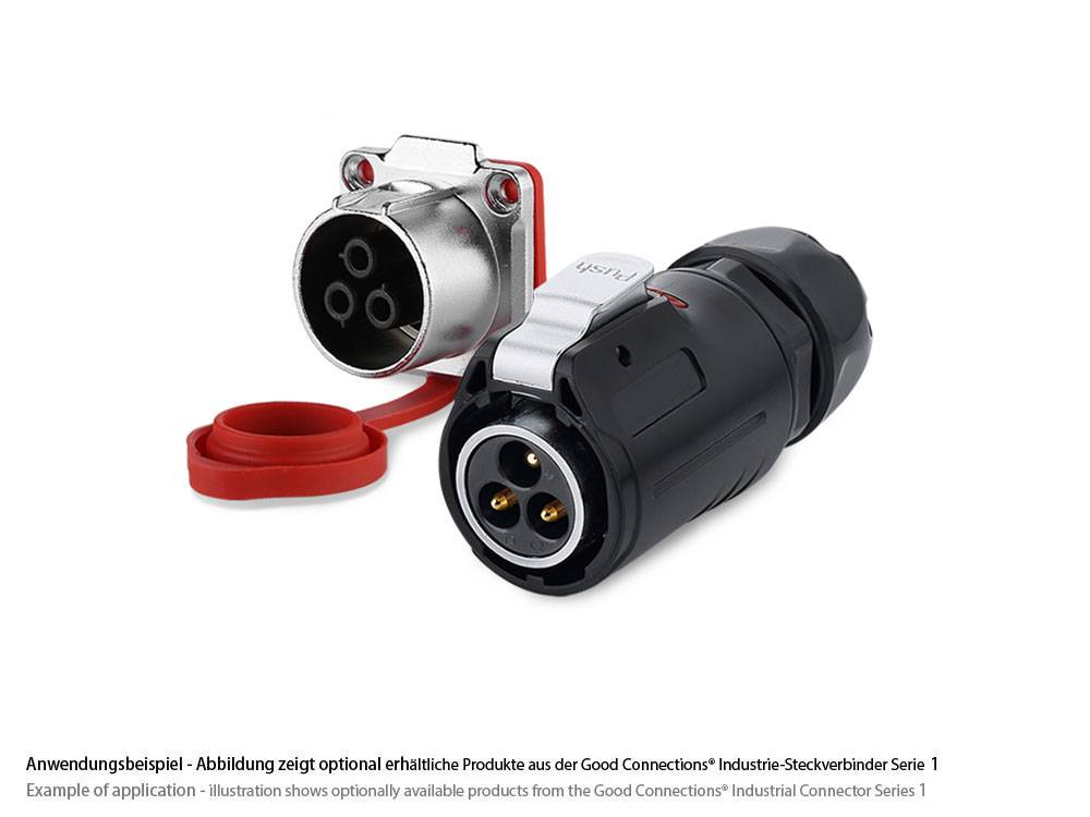 Good Connections® Industrie-Steckverbinder S1 - Power (3-Pin) Stecker mit Klick-Arretierung an Lötanschluss, M24