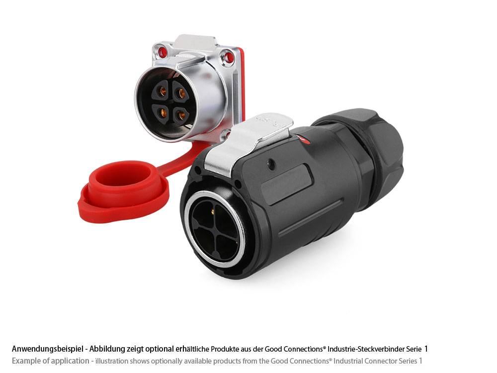 Good Connections® Industrie-Steckverbinder S1 - Power (4-Pin) Stecker mit Klick-Arretierung, Lötanschluss, M24, IP65/67