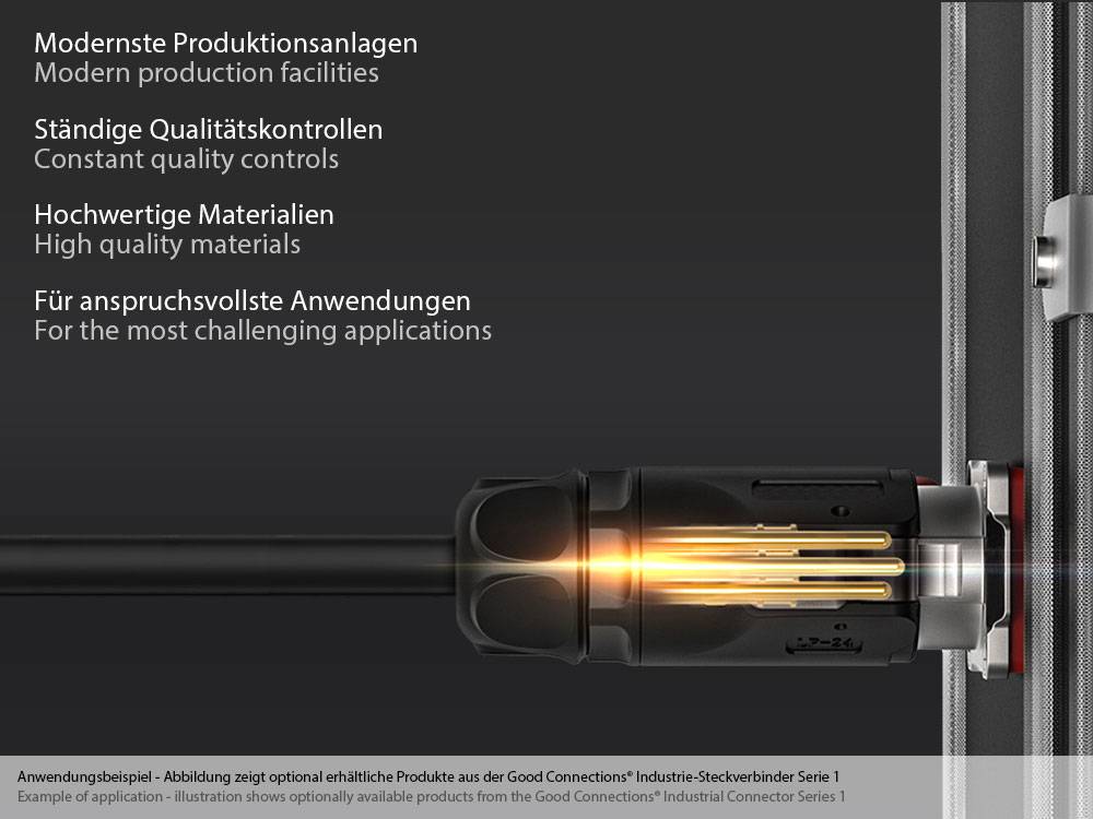 Good Connections® Industrie-Steckverbinder S1 - Power (4-Pin) Durchführungskupplung mit Flansch, Lötanschluss, Metall