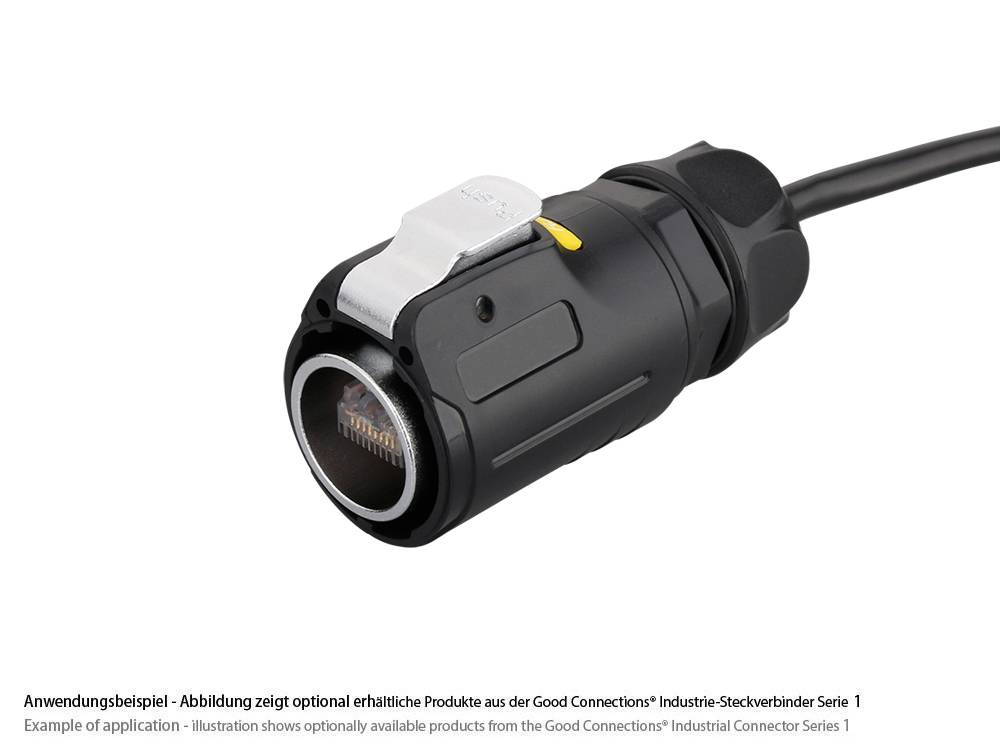 Good Connections® Industrie-Steckverbinder S1 - Unbestückter Stecker mit Klick-Arretierung, Aussparung für RJ45 Stecker