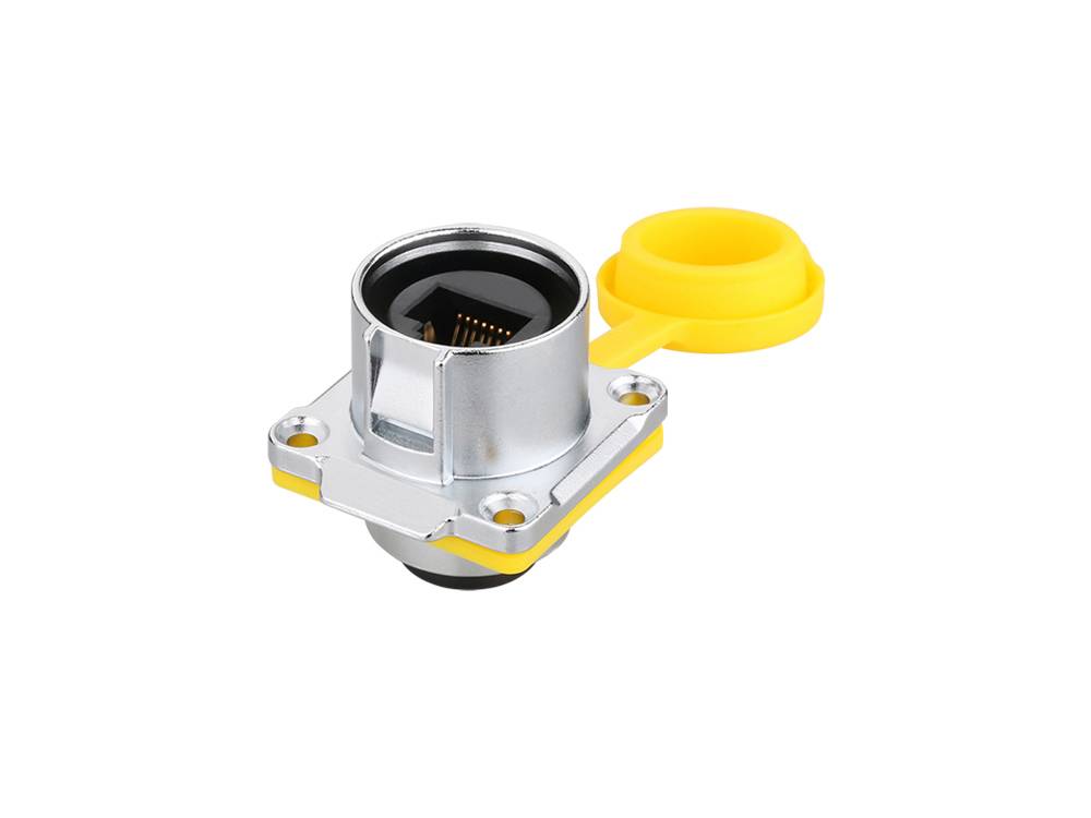 Good Connections® Industrie-Steckverbinder S1 - RJ45 Durchführungskupplung mit Flansch, RJ45 Buchse beidseitig, Metall