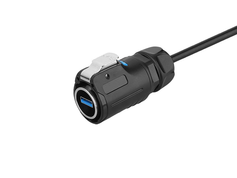 Good Connections® Industrie-Steckverbinder S1 - USB 3.0 Kabel, Stecker A mit Klick-Arretierung an Stecker A, M24, 0,5m