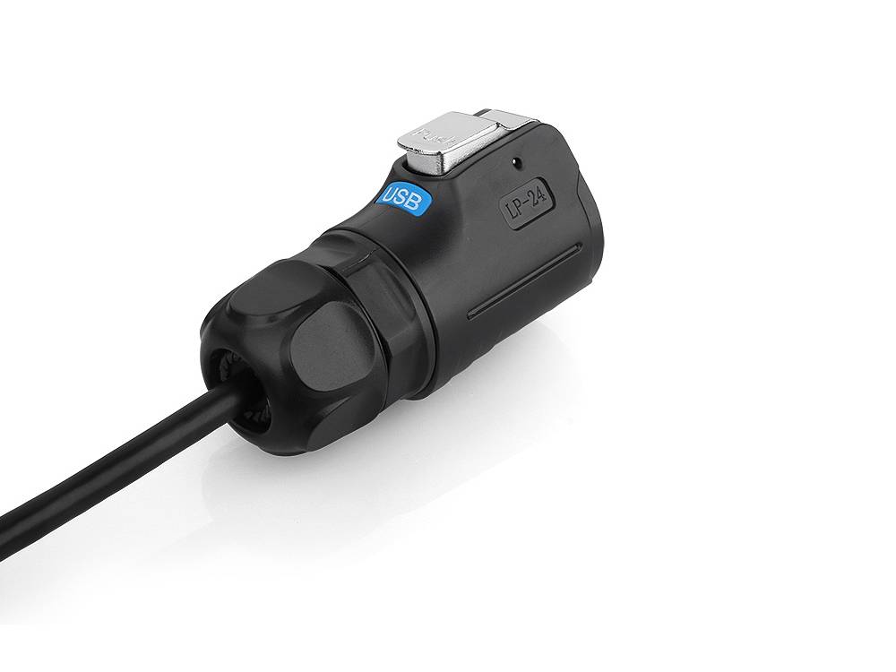 Good Connections® Industrie-Steckverbinder S1 - USB 3.0 Kabel, Stecker A mit Klick-Arretierung an Stecker A, M24, 0,5m