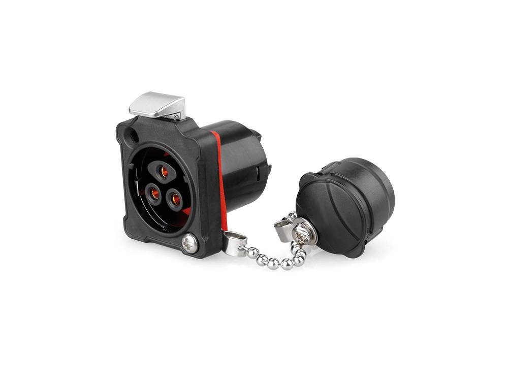 Good Connections® Industrie-Steckverbinder S2 - Power Durchführungskupplung mit Arretierung und Flansch,Schraubanschluss