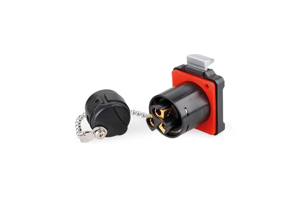 Good Connections® Industrie-Steckverbinder S2 - Power Durchführungskupplung mit Arretierung und Flansch,Schraubanschluss