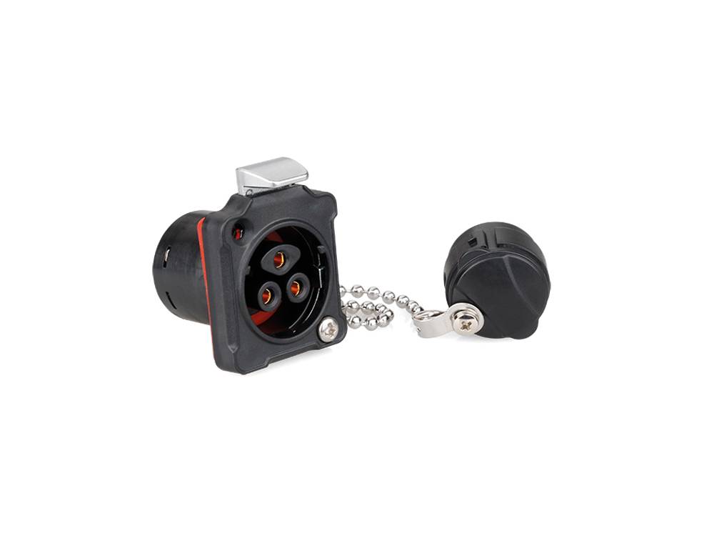 Good Connections® Industrie-Steckverbinder S2 - Power Durchführungskupplung mit Arretierung und Flansch,Schraubanschluss