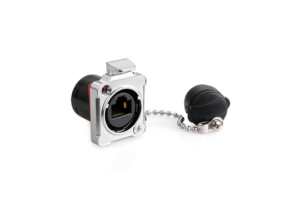 Good Connections® Industrie-Steckverbinder S2 - RJ45 Durchführungskupplung mit Arretierung, RJ45 Buchse beidseitig