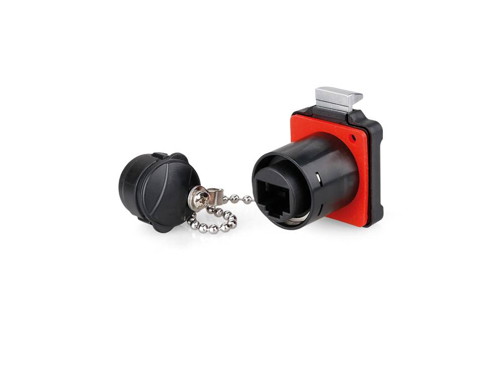 Good Connections® Industrie-Steckverbinder S2 - RJ45 Durchführungskupplung mit Arretierung, RJ45 Buchse beidseitig