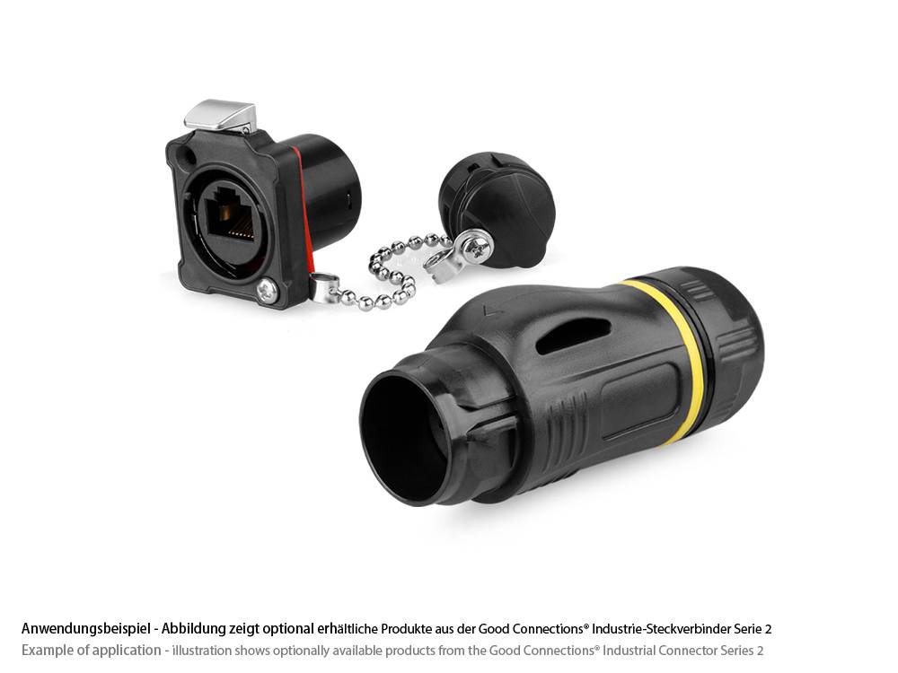 Good Connections® Industrie-Steckverbinder S2 - RJ45 Durchführungskupplung mit Arretierung, RJ45 Buchse beidseitig
