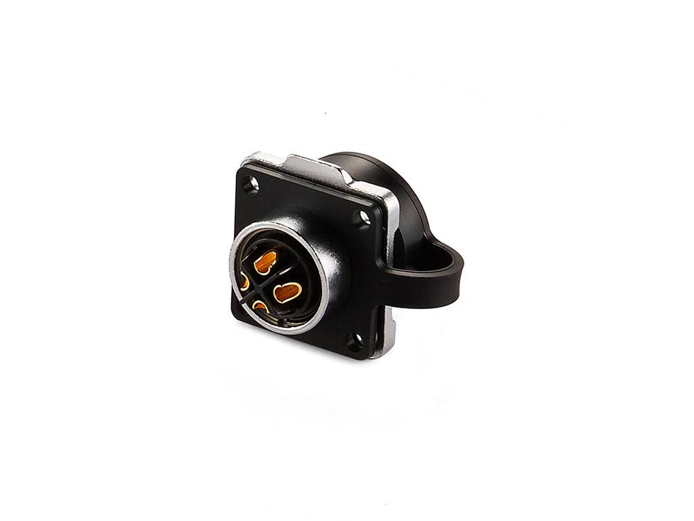 Good Connections® Industrie-Steckverbinder S3 - Power (4-Pin) Durchführungskupplung mit Flansch, Lötanschluss, Bajonett