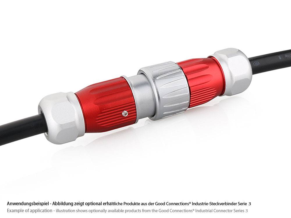 Good Connections® Industrie-Steckverbinder S3 - Power (4-Pin) Buchsenstecker mit Kabelverschraubung, Lötanschluss