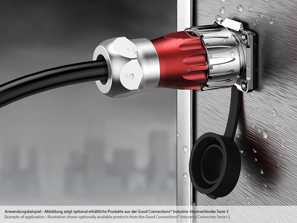 Good Connections® Industrie-Steckverbinder S3 - Power (4-Pin) Buchsenstecker mit Kabelverschraubung, Lötanschluss