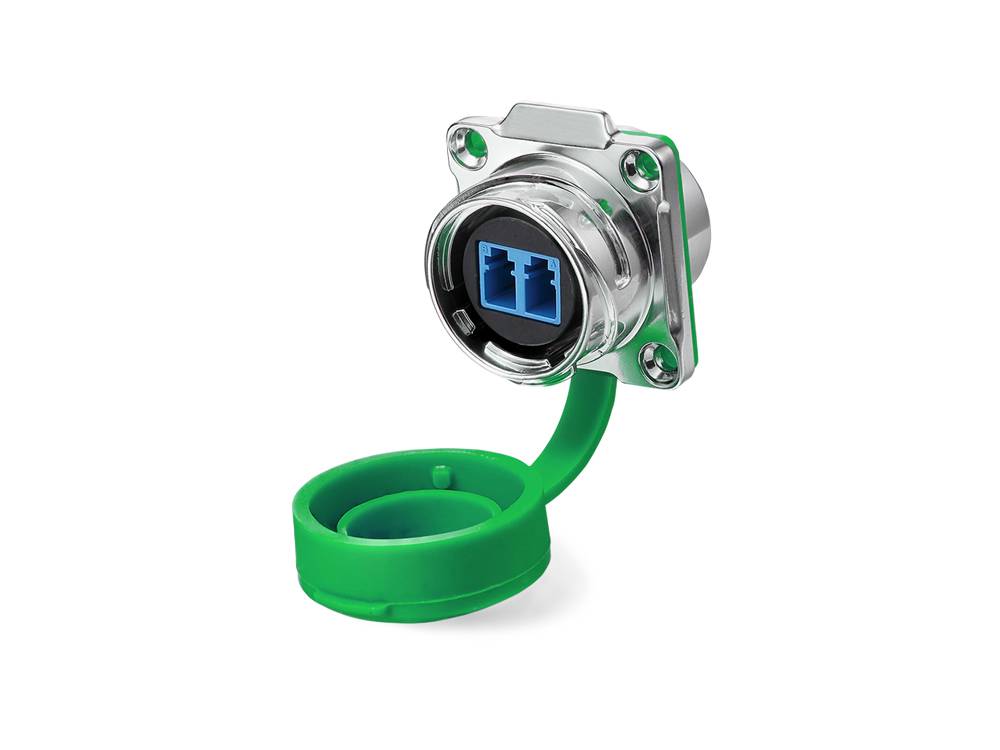 Good Connections® Industrie-Steckverbinder S3 - LWL Durchführungskupplung mit Flansch, Buchse LC beidseitig, Bajonett