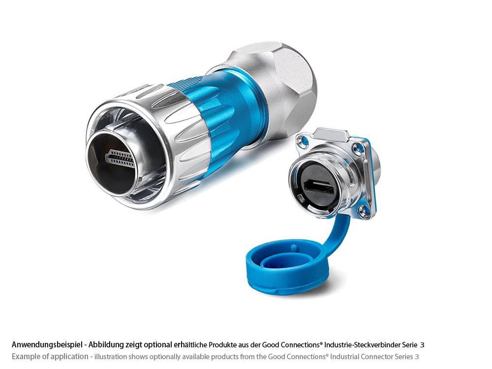 Good Connections® Industrie-Steckverbinder S3 - HDMI 2.0b Kabel, Stecker A mit Kabelverschraubung an Stecker A,1m