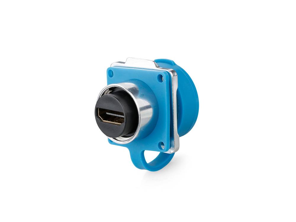 Good Connections® Industrie-Steckverbinder S3 - HDMI 2.0b Durchführungskupplung mit Flansch, Buchse A beidseitig