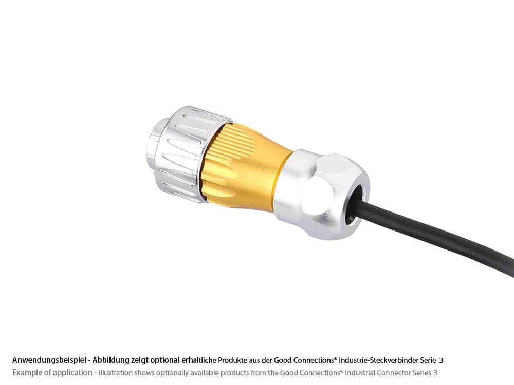 Good Connections® Industrie-Steckverbinder S3 - Stecker mit Kabelverschraubung, Aussparung für RJ45 Stecker, Bajonett