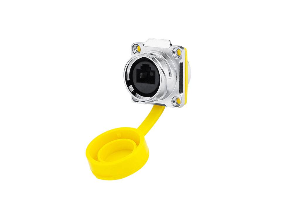 Good Connections® Industrie-Steckverbinder S3 - RJ45 Durchführungskupplung mit Flansch, RJ45 Buchse beidseitig, Bajonett