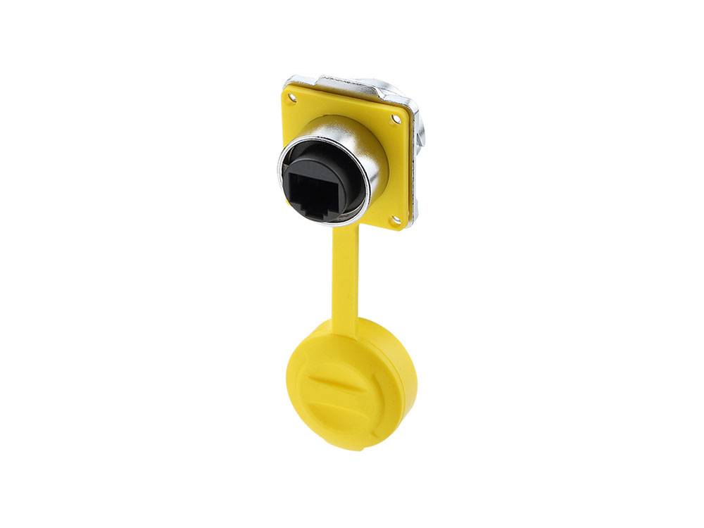Good Connections® Industrie-Steckverbinder S3 - RJ45 Durchführungskupplung mit Flansch, RJ45 Buchse beidseitig, Bajonett
