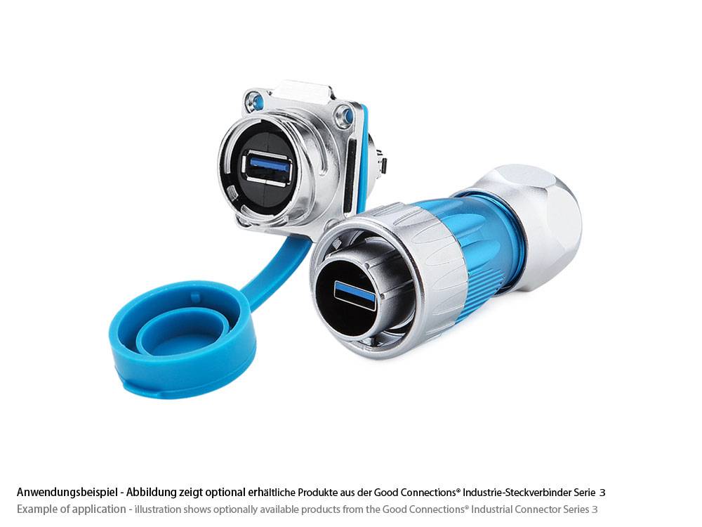 Good Connections® Industrie-Steckverbinder S3 - USB 3.0 Kabel, Stecker A mit Kabelverschraubung an Stecker A