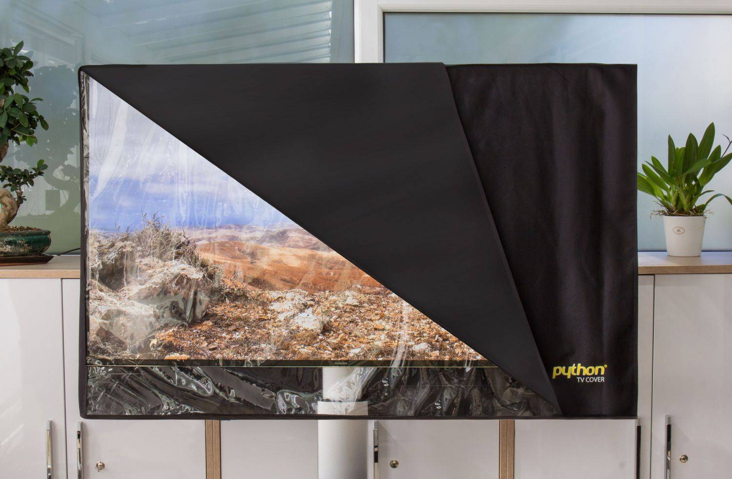 Python® Series TV-Cover Indoor/Outdoor – wetterfester Universalschutz für Ihr TV oder Monitor, 140x89 cm, 58“ bis 60“