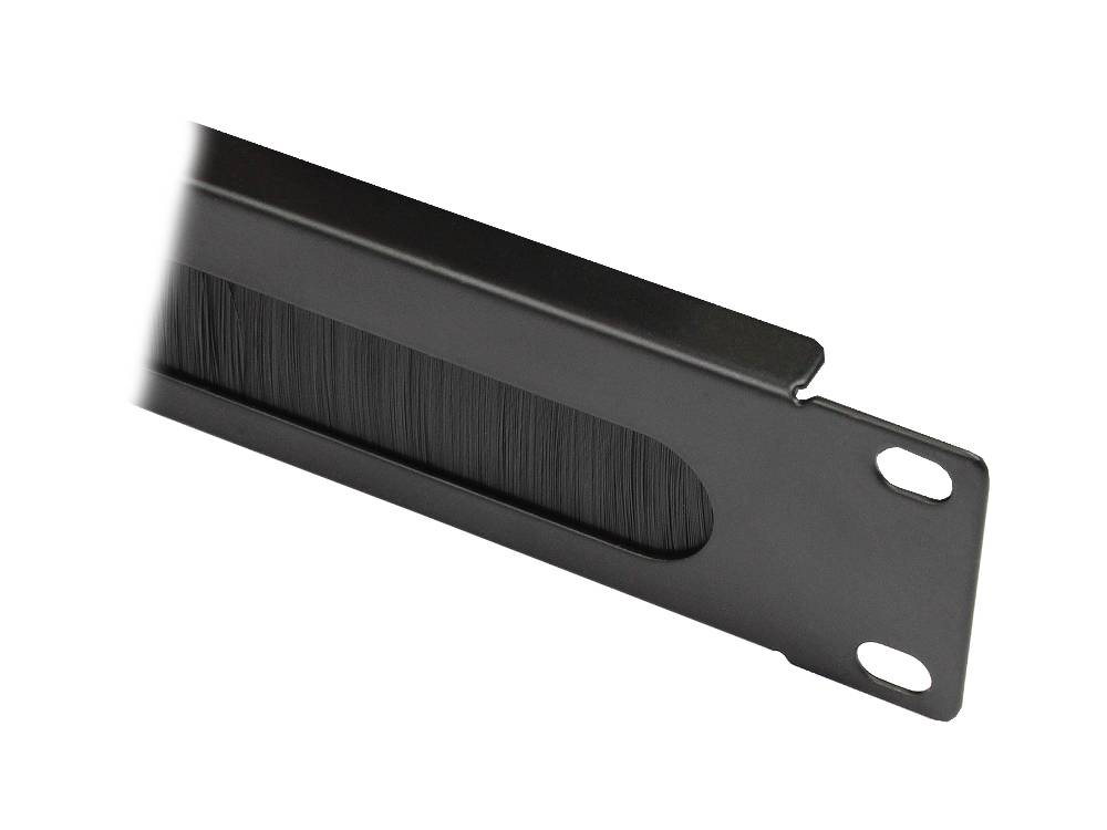 Kabelmeister® Kabeldurchführung 19", mit Bürsteneinsatz, 1HE, tiefschwarz RAL9005