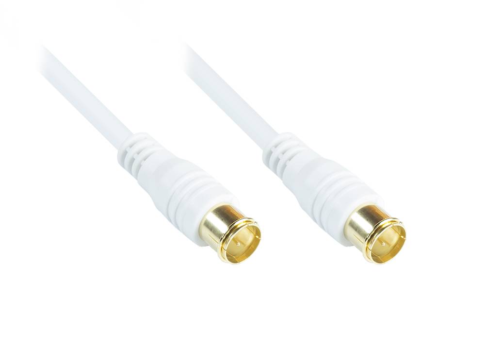 Good Connections® F-Quick SAT Antennenkabel, F-Quick Stecker beidseitig (vergoldet), 2x geschirmt, weiß, 2,5m