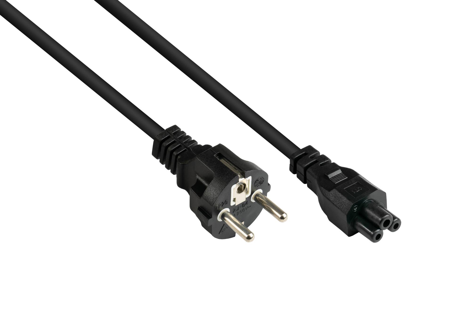 Kabelmeister® Netzkabel Schutzkontakt-Stecker Typ E+F (gerade) an C5 (gerade) für Notebook, schwarz, 0,75 mm², 1,8 m