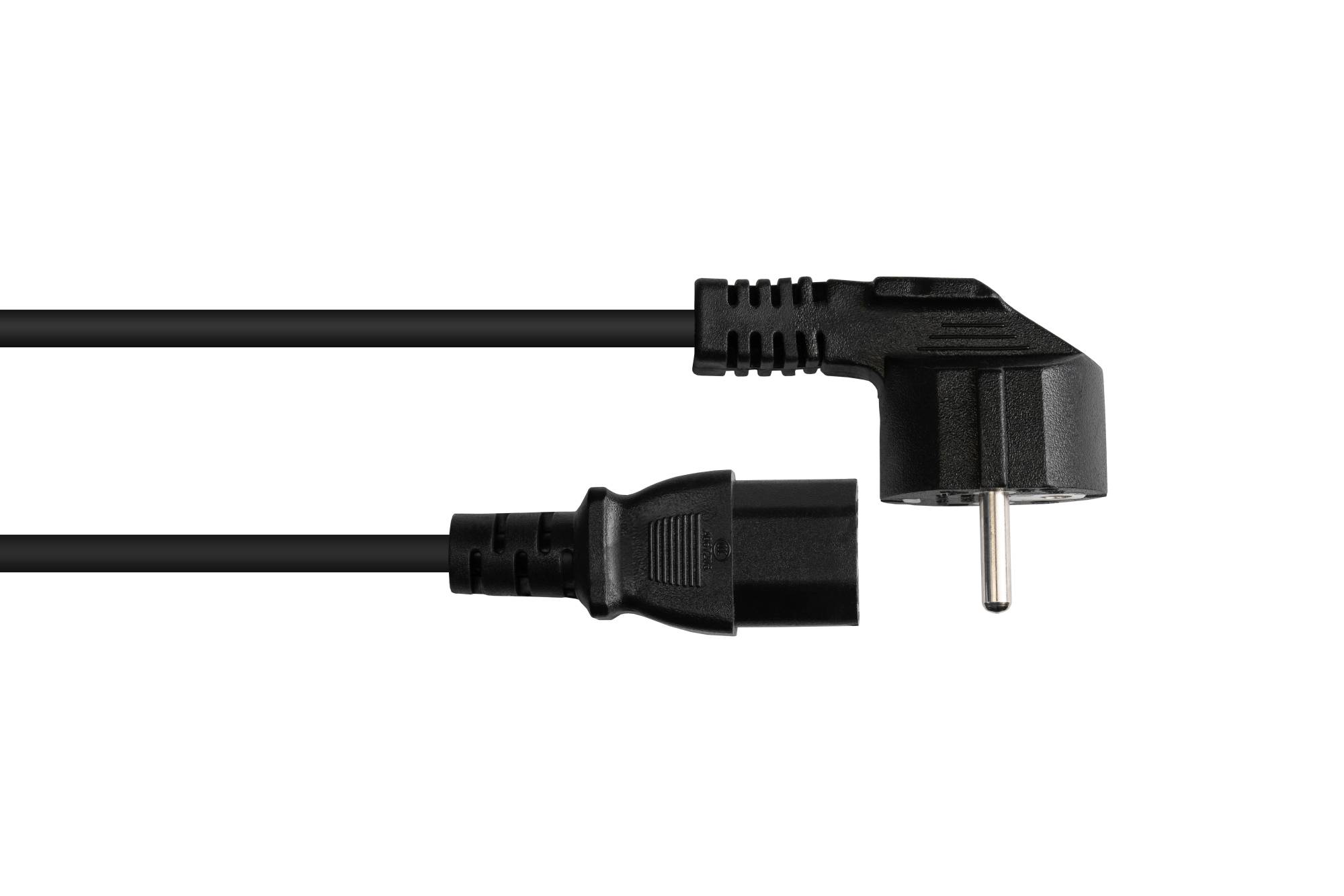 Kabelmeister® Netzkabel Schutzkontakt-Stecker Typ E+F (CEE 7/7) an C15 Warmgerätebuchse, schwarz, 1,00 mm², 1 m