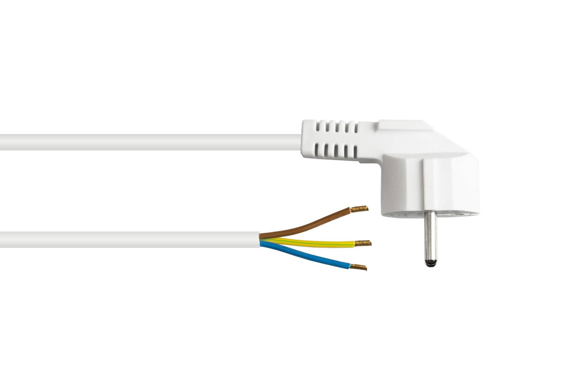 Good Connections® Netzkabel Schutzkontakt-Stecker (gewinkelt) an abisolierte Enden, weiß, 0,75 mm², 1,5 m