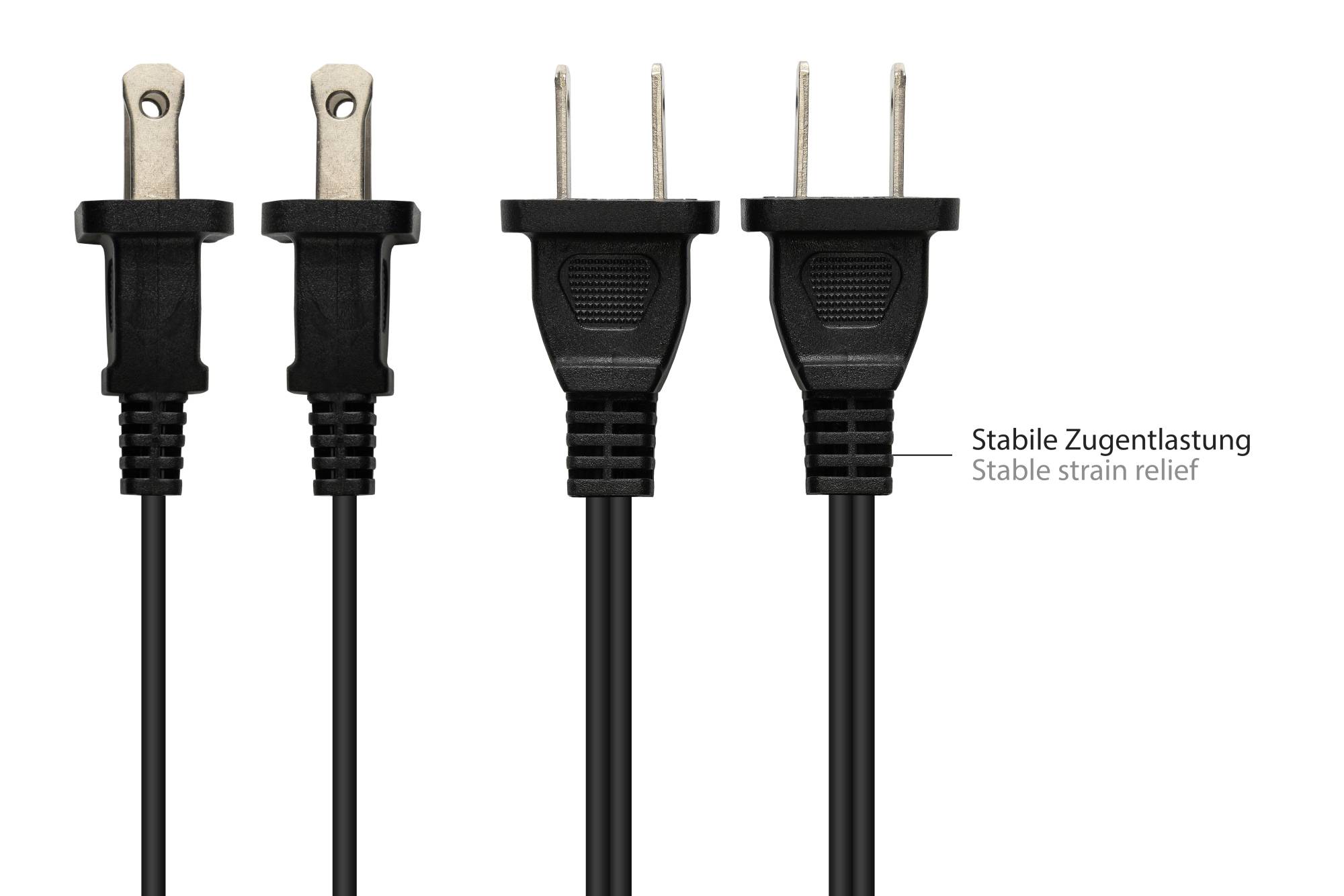 Good Connections® Netzkabel Amerika/USA Typ A (NEMA 1-15P) an C7/Euro 8 Buchse (gerade), UL, schwarz, AWG18, 1,8 m