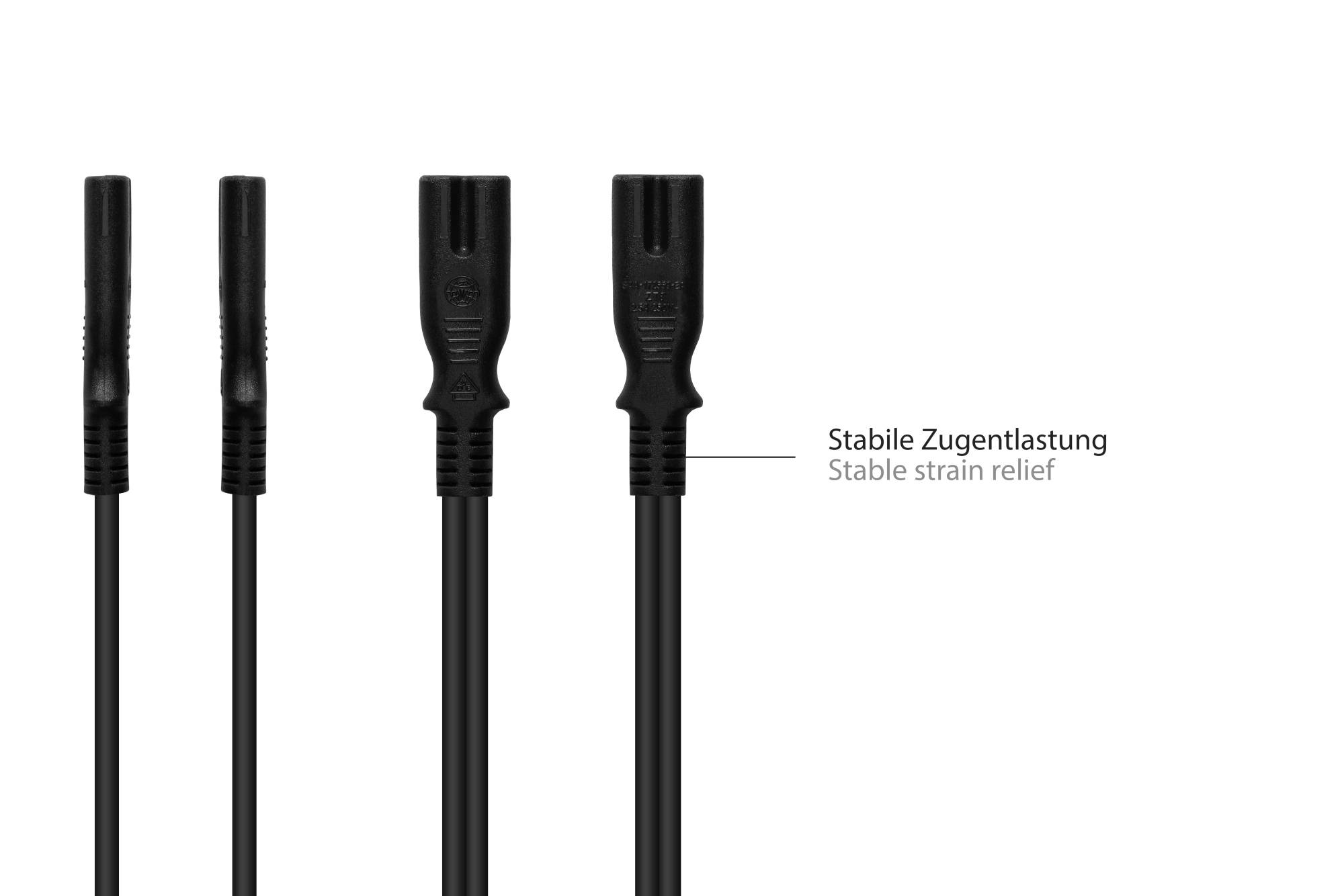 Good Connections® Netzkabel Amerika/USA Typ A (NEMA 1-15P) an C7/Euro 8 Buchse (gerade), UL, schwarz, AWG18, 1,8 m