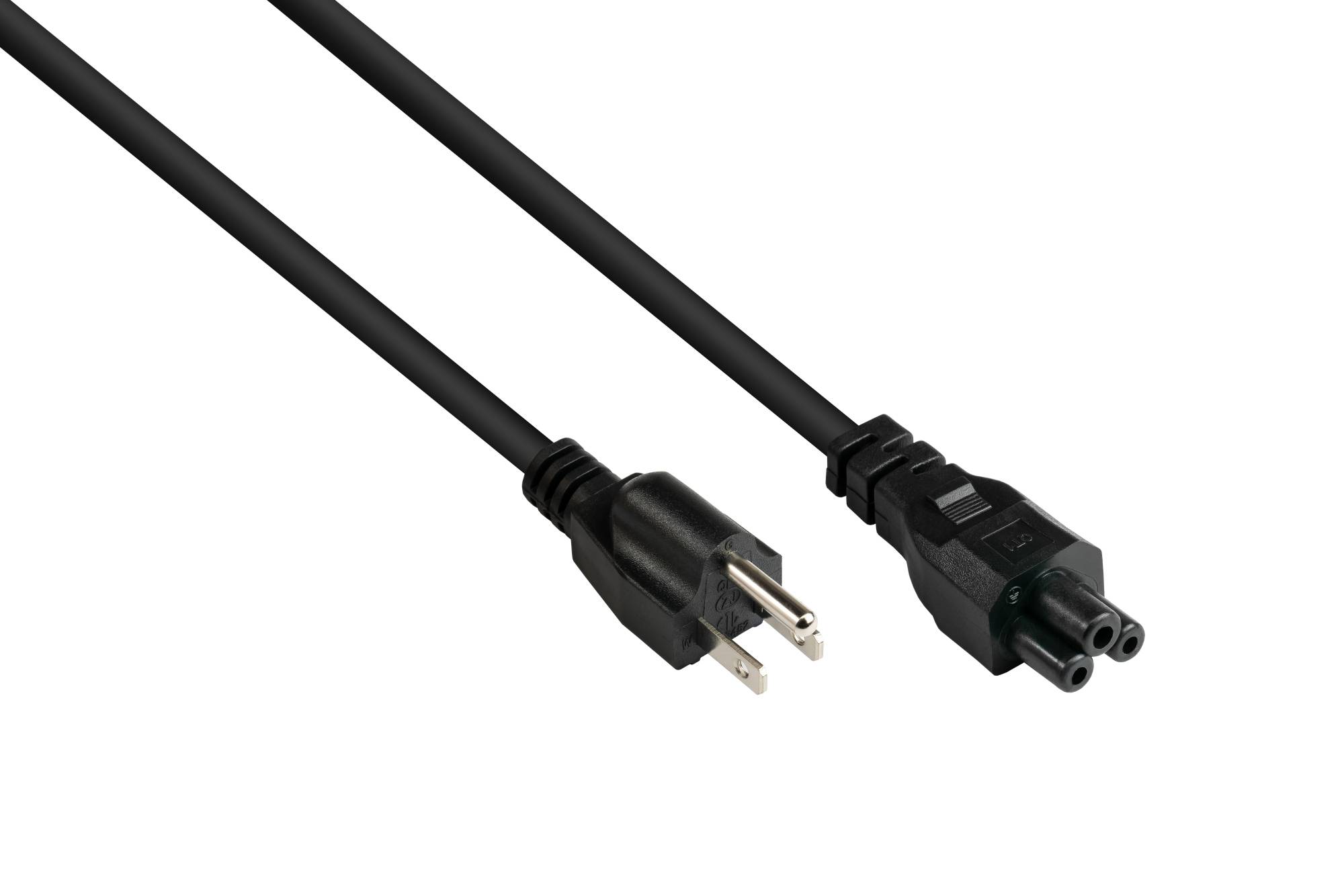 Kabelmeister® Netzkabel Amerika/USA Netz-Stecker Typ Ban C5 (gerade) für Notebook, ETL, schwarz, AWG18, 1,8 m