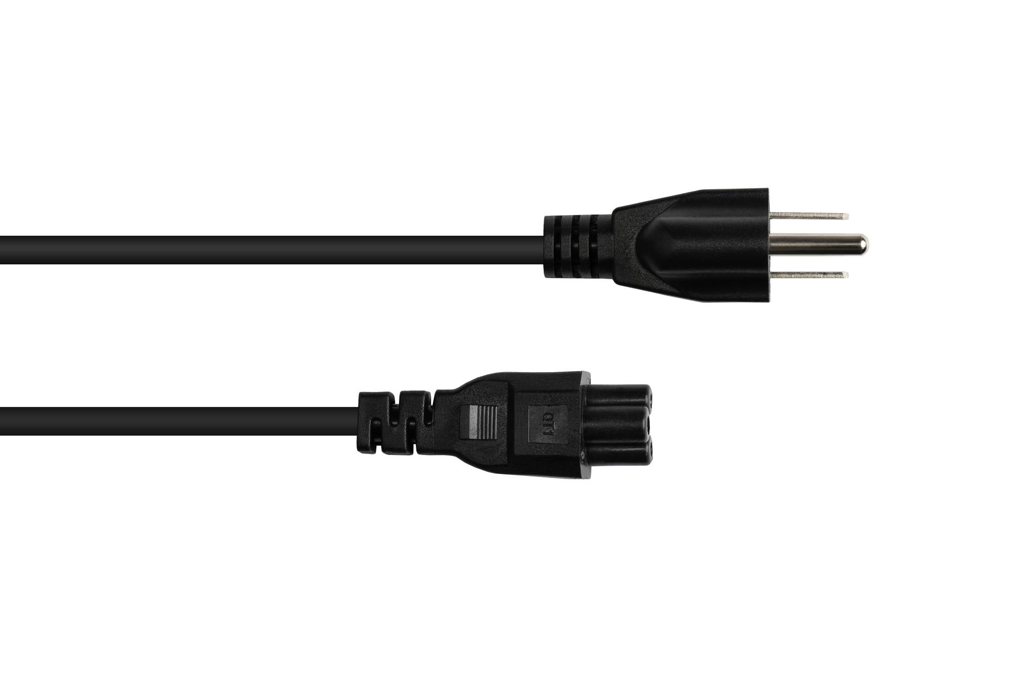Kabelmeister® Netzkabel Amerika/USA Netz-Stecker Typ Ban C5 (gerade) für Notebook, ETL, schwarz, AWG18, 1,8 m