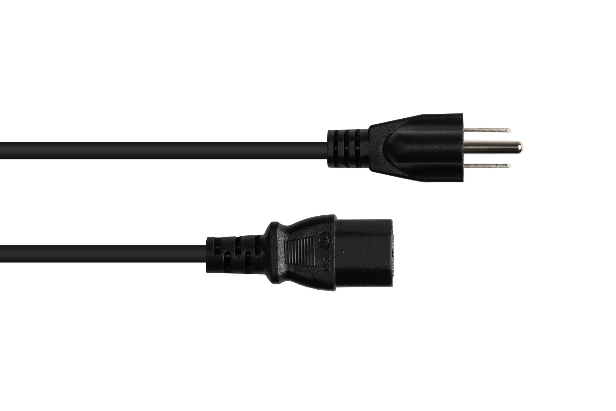 Good Connections® Netzkabel Amerika/USA Netz-Stecker Typ B (NEMA 5-15P) an C13 (gerade), UL, schwarz, AWG18, 5 m