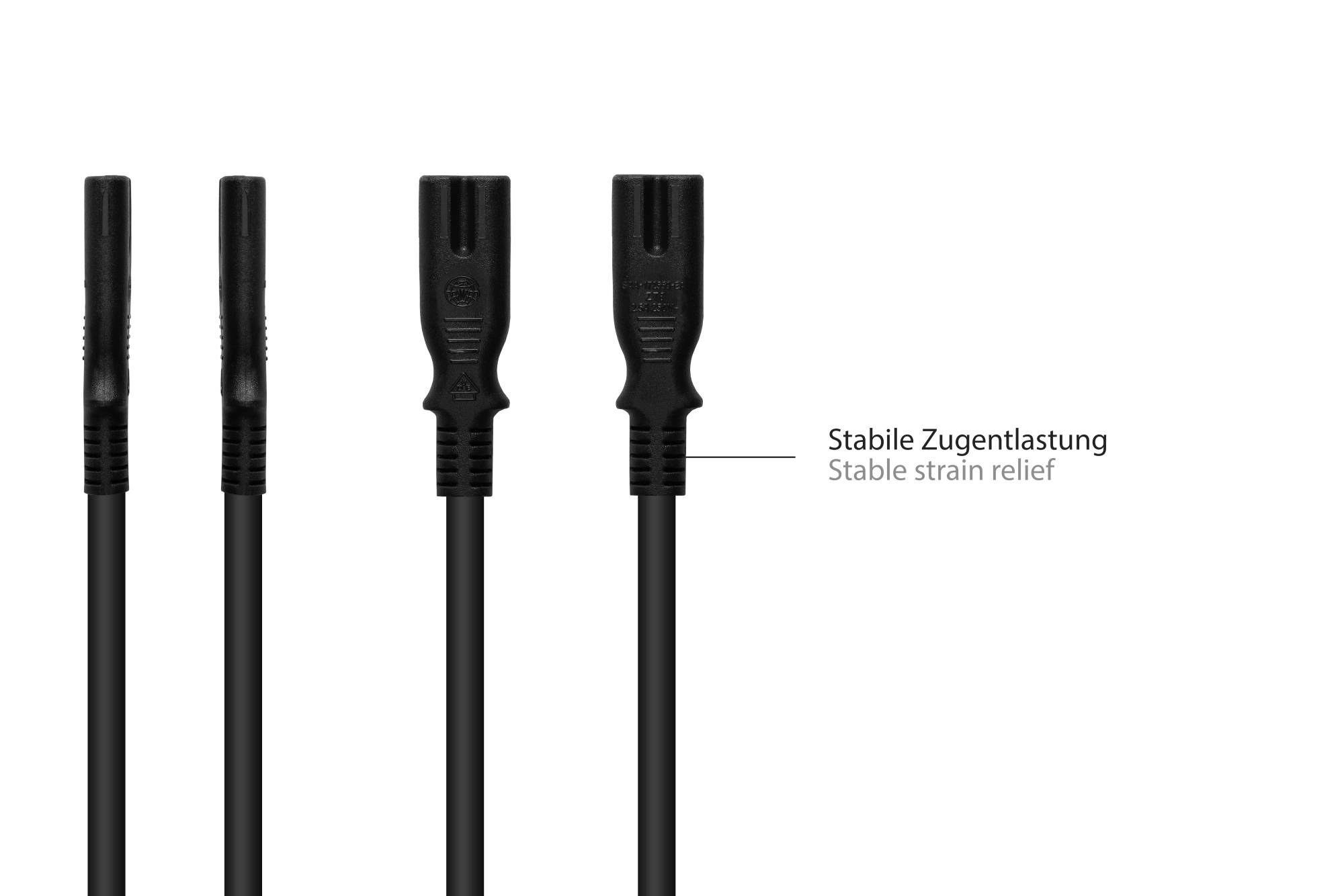 Kabelmeister® Netzkabel England/UK Netz-Stecker Typ Gan C7/Euro 8 Buchse (gerade), 3A, ASTA, schwarz, 0,75 mm², 1,8 m