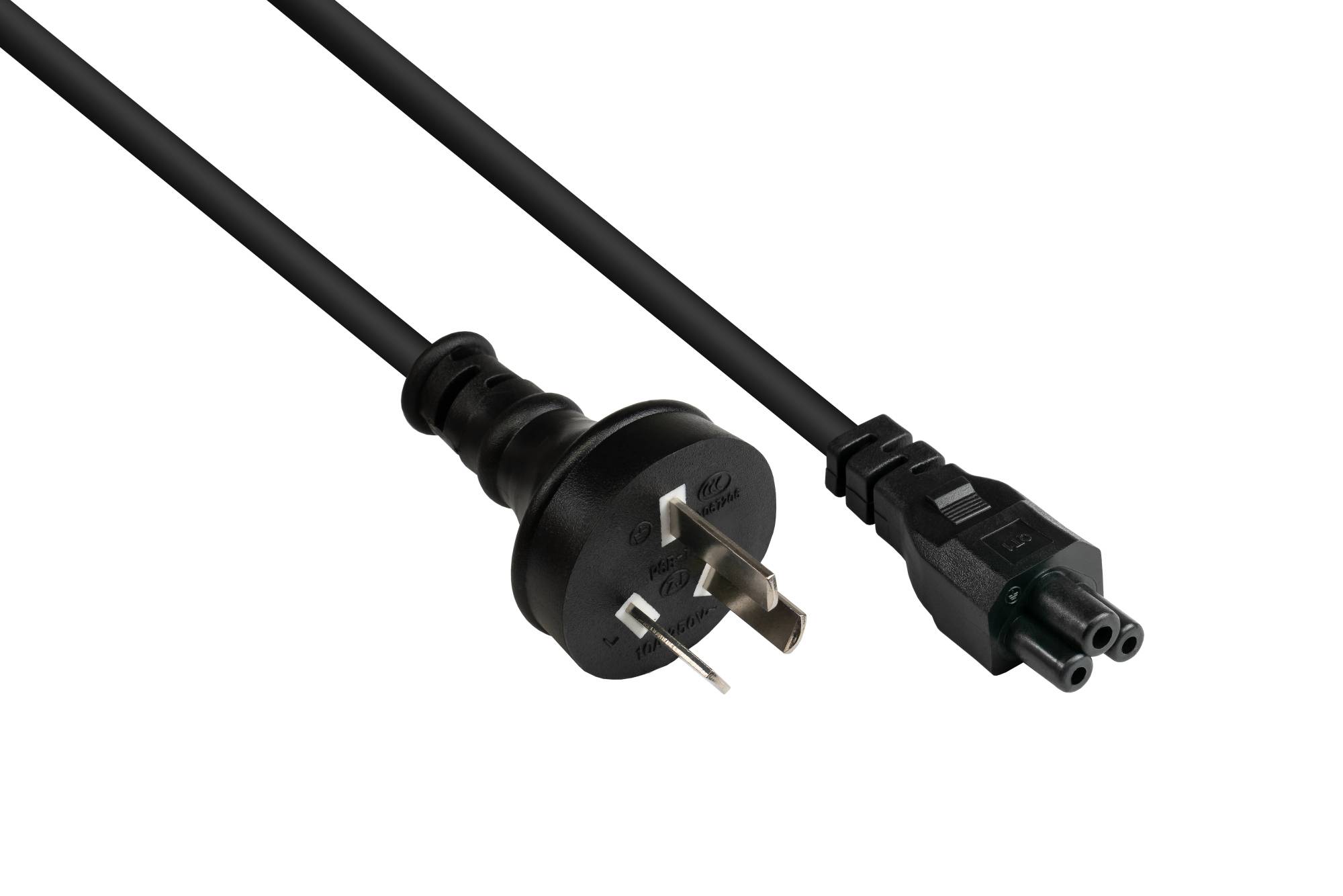 Good Connections® Netzkabel China Netz-Stecker Typ I (gerade) an C5 (gerade) für Notebook, schwarz, 0,75 mm², 1,8 m