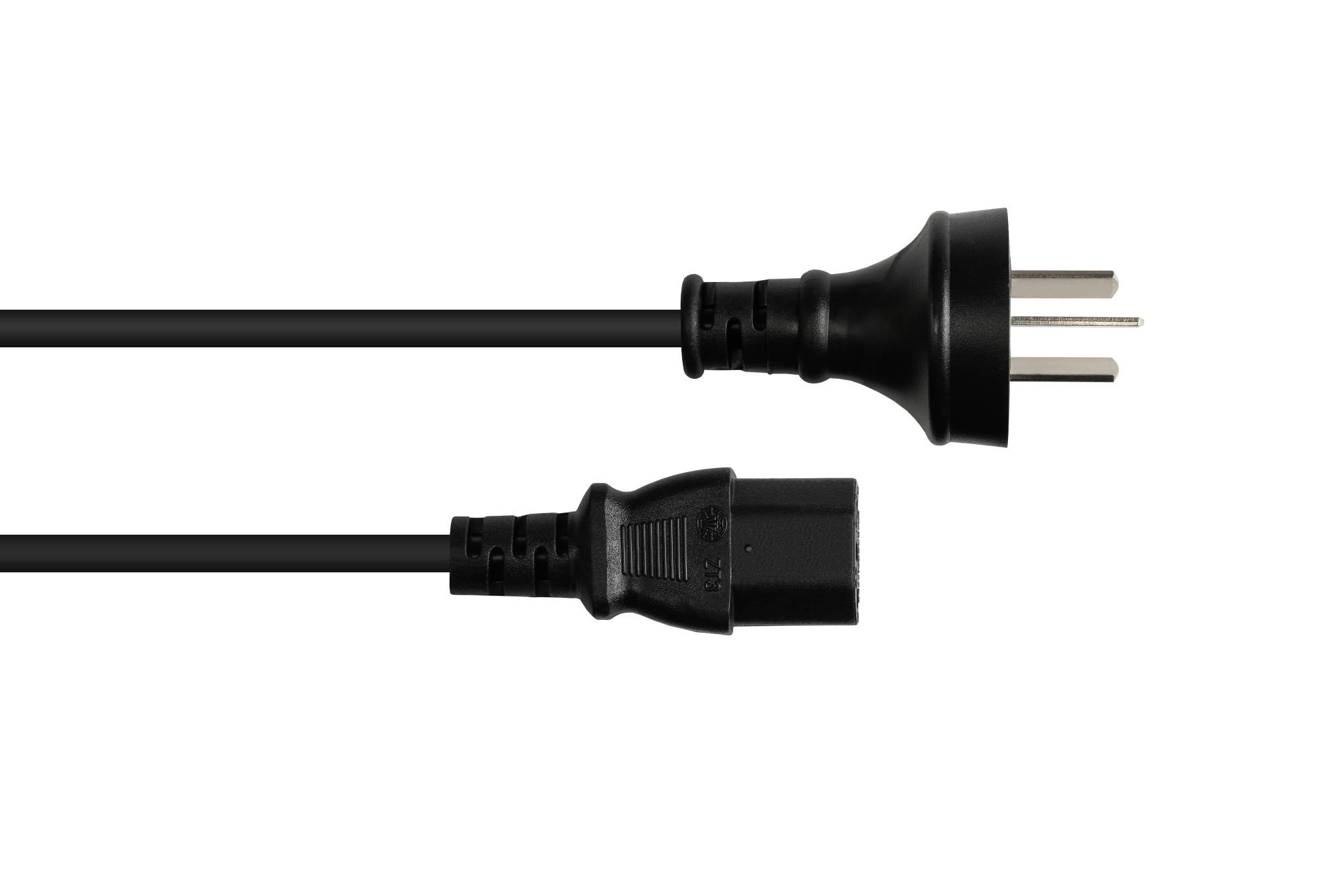 Kabelmeister® Netzkabel China Netz-Stecker Typ I (gerade) an C13 (gerade), CCC, schwarz, 0,75 mm², 1,8 m
