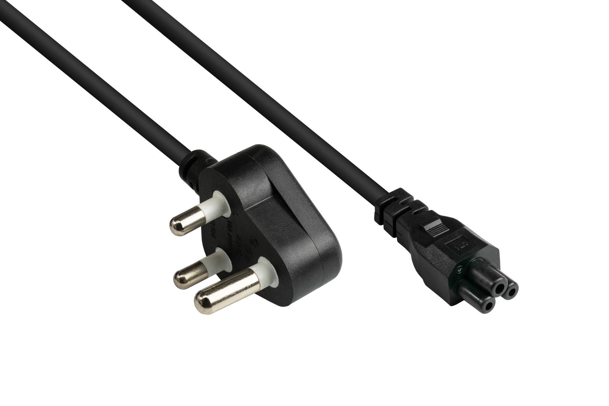 Good Connections® Netzkabel Südafrika Netz-Stecker Typ M (SANS 164-1) an C5 für Notebook, schwarz, 0,75 mm², 1,8 m