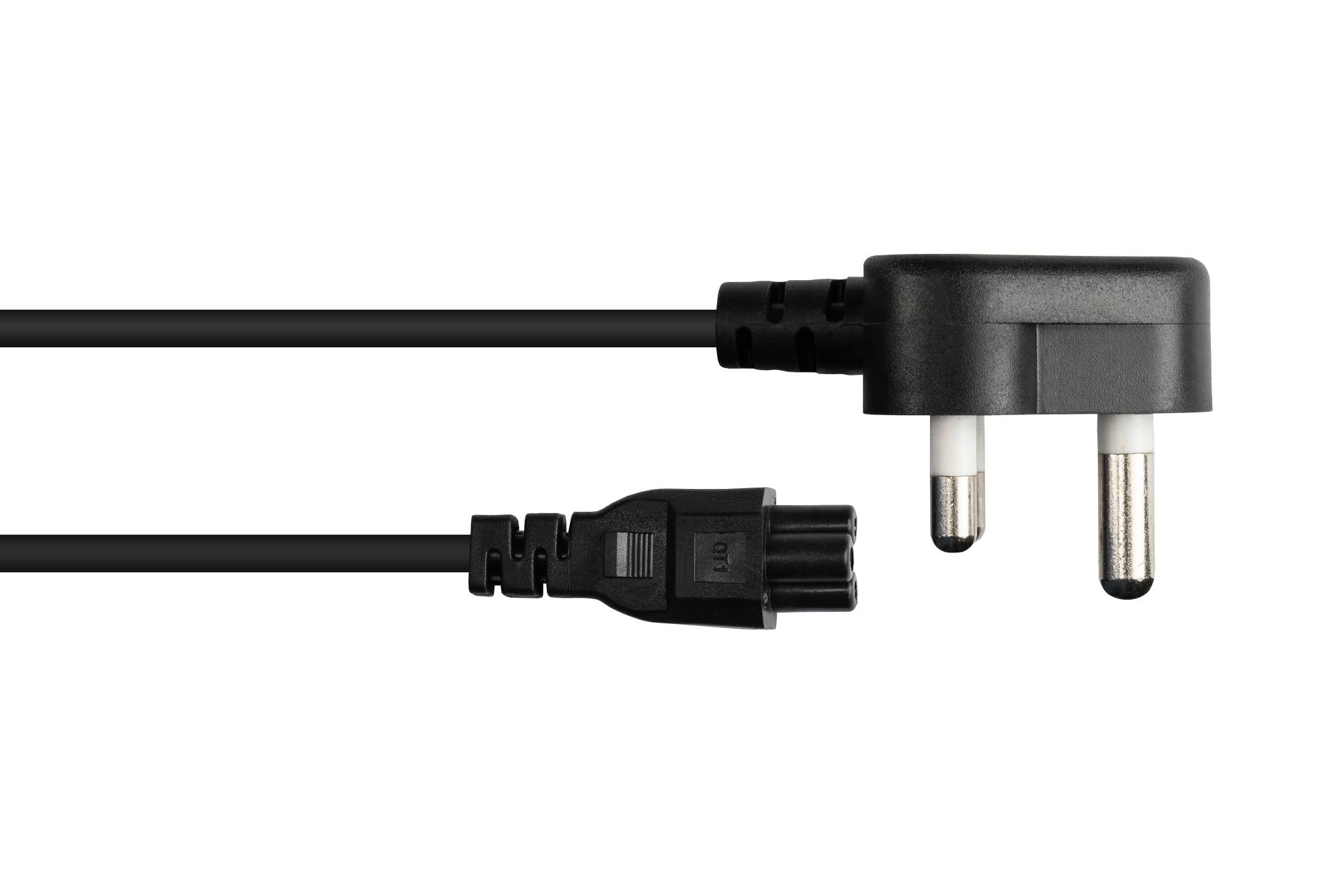 Kabelmeister® Netzkabel Südafrika Netz-Stecker Typ M (SANS 164-1) an C5 für Notebook, schwarz, 0,75 mm², 1,8 m
