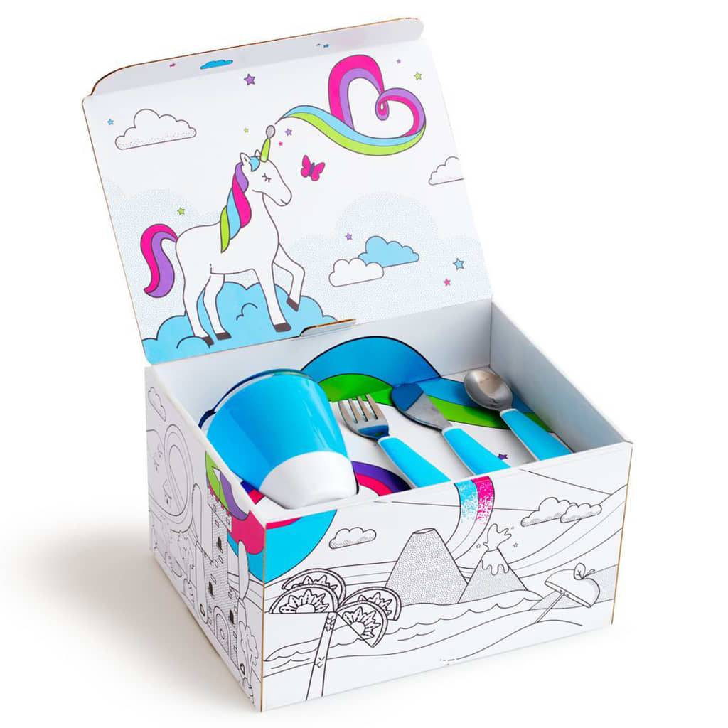 Munchkin 7-tlg. Kinder-Geschirrset Color Me Hungry Blau