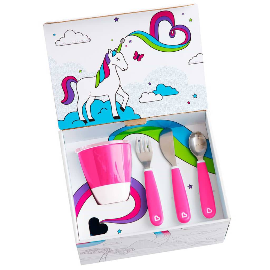 Munchkin 7-tlg. Kinder-Geschirrset Color Me Hungry Rosa