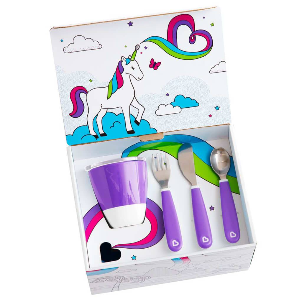 Munchkin 7-tlg. Kinder-Geschirrset Color Me Hungry Lila