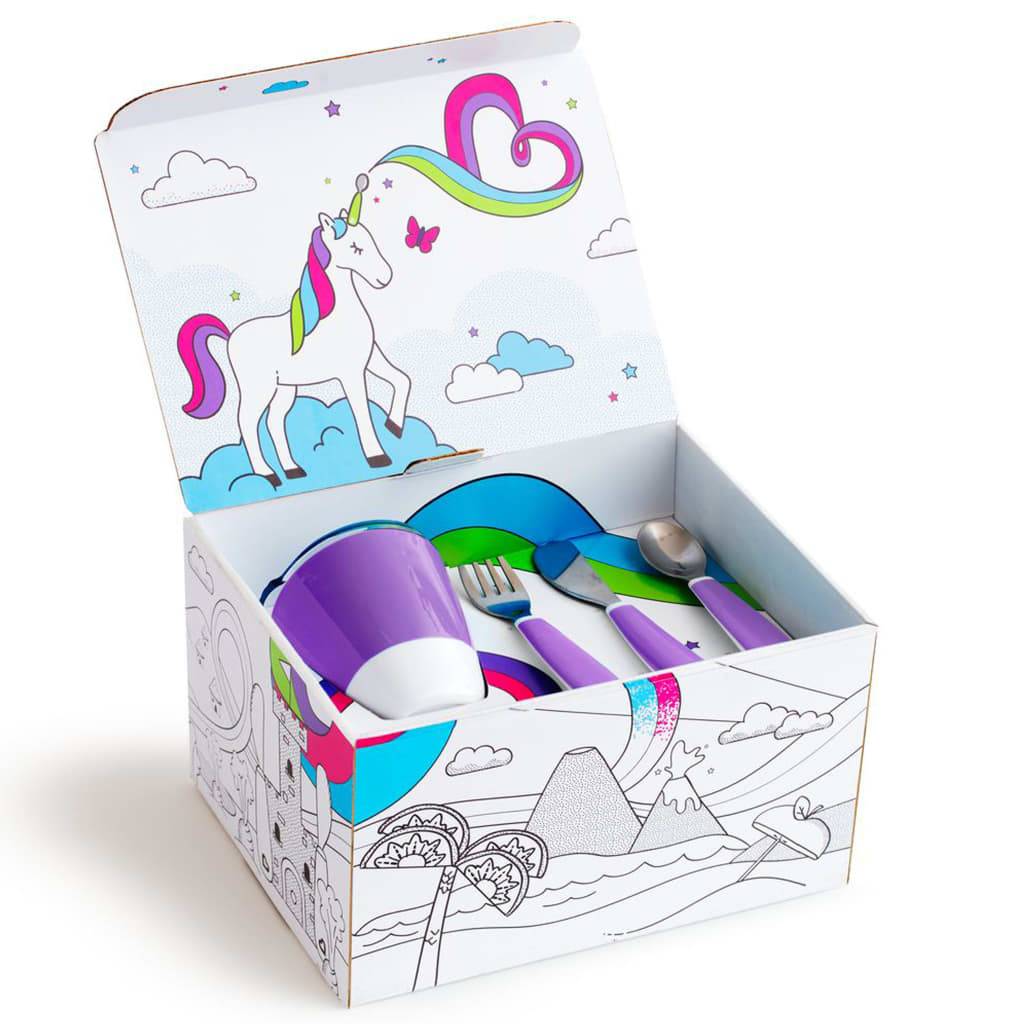 Munchkin 7-tlg. Kinder-Geschirrset Color Me Hungry Lila