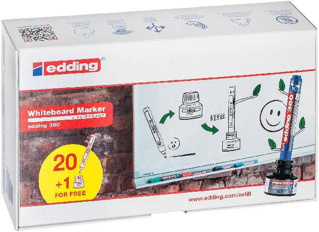 edding 360 Whiteboardmarker 20er-Nachfüllbox blau