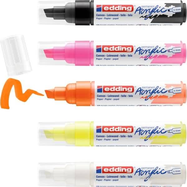 Acrylmarker edding 5000 breit 5er-Set sortiert neon