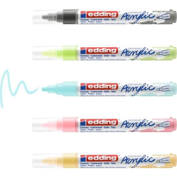 Acrylmarker edding 5100 medium 5er-Set sortiert pastell