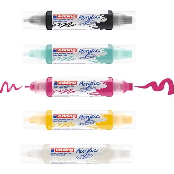 Acrylmarker Double Liner edding 5400 3D 5er-Set sortiert basic